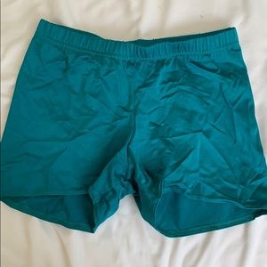 Teal Biker dance shorts spandex